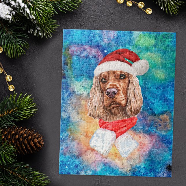 Puzzle Perro de raza Cocker Spaniel inglés Navidad (Subido por el creador)