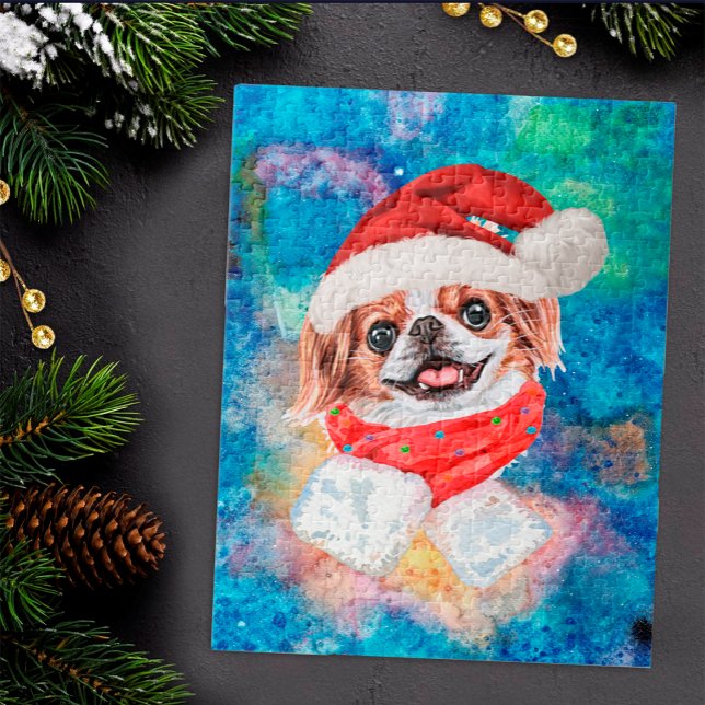 Puzzle Perro de raza Japanese Chin Navidad (Subido por el creador)