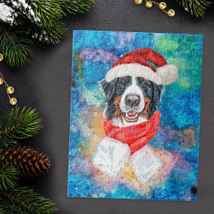 Puzzle Perro de raza montaña bernesa Navidad