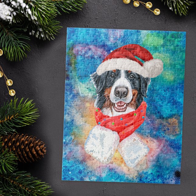 Puzzle Perro de raza montaña bernesa Navidad (Subido por el creador)