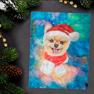 Puzzle Perro de raza Pomerania Navidad