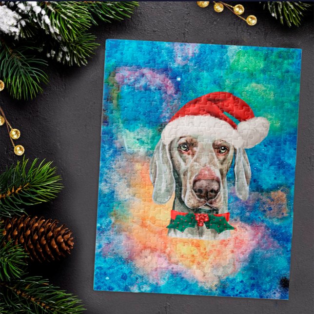 Puzzle Perro de raza Weimaraner Navidad (Subido por el creador)
