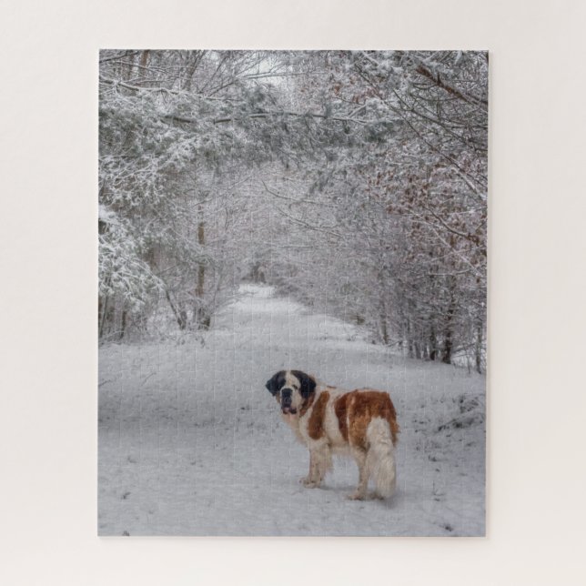 Puzzle Perro de San Bernardo en la nieve (Vertical)