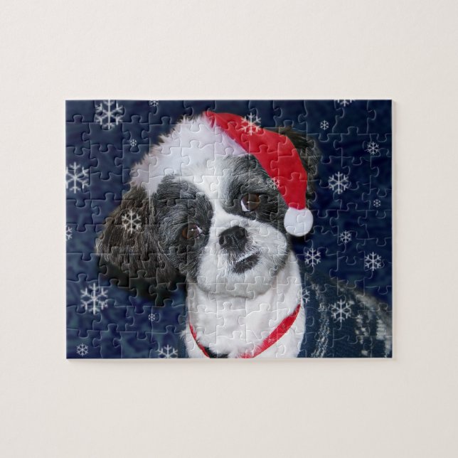 Puzzle Perro de Shih Tzu del navidad (Horizontal)