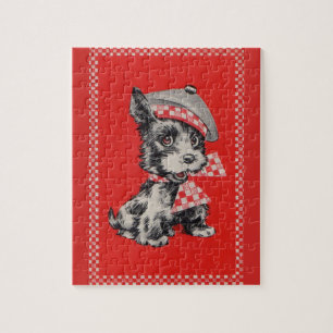 Puzzle perro del escocés de los años 50 en rojo