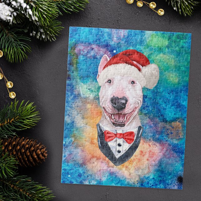 Puzzle Perro divertido de la raza Bull Terrier Navidad (Subido por el creador)