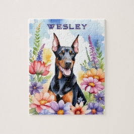 Puzzle Perro Doberman Acuarela Vibrante Mascota