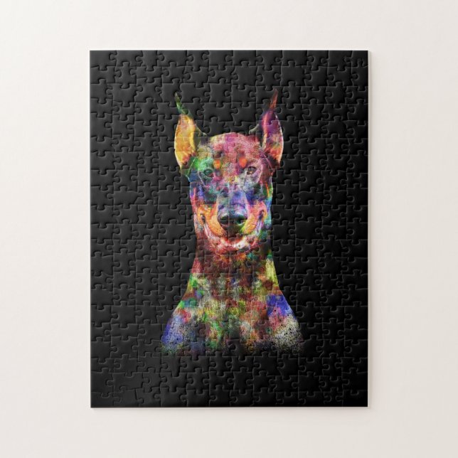 Puzzle Perro Doberman colorido (Vertical)