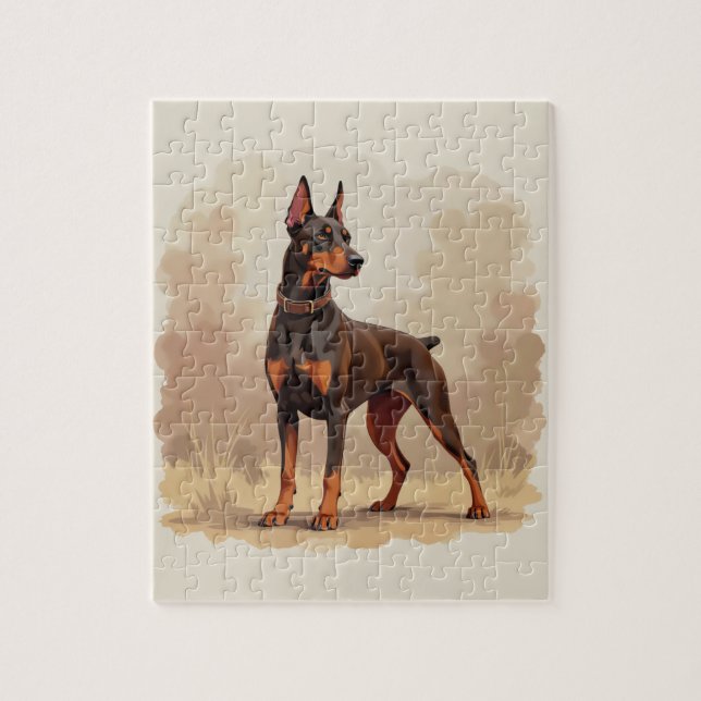 Puzzle Perro Doberman Pinscher Marrón Óxido Rojo (Vertical)