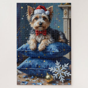 Puzzle Perro elegante Biewer Terrier terciopelo Navidad