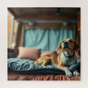 Puzzle Perro en cama