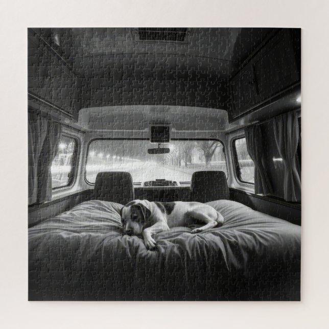 Puzzle Perro en cama de RV (Vertical)