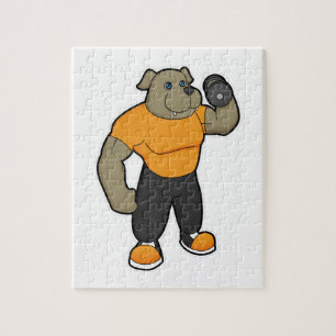 Puzzle Perro en ejercicio con dumbbell