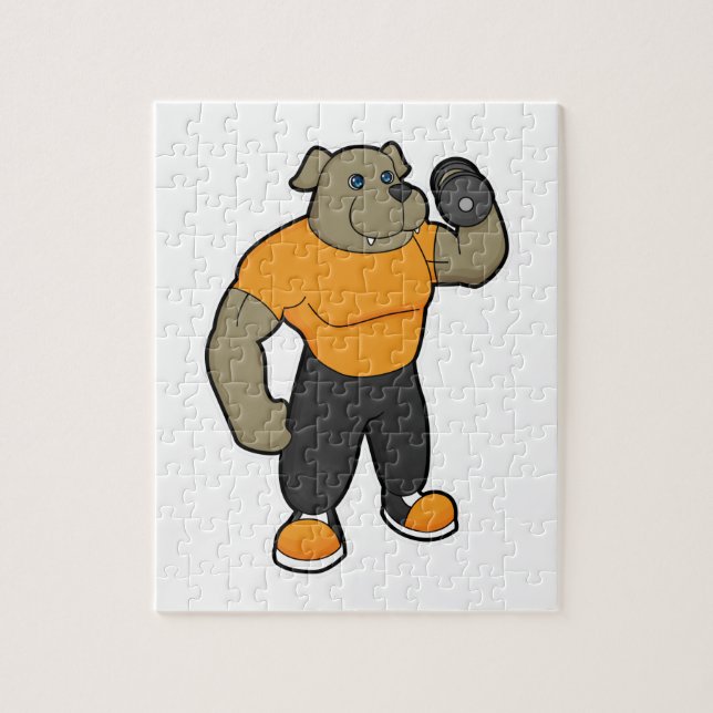 Puzzle Perro en ejercicio con dumbbell (Vertical)