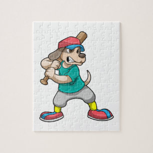 Puzzle Perro en el béisbol con bate de béisbol