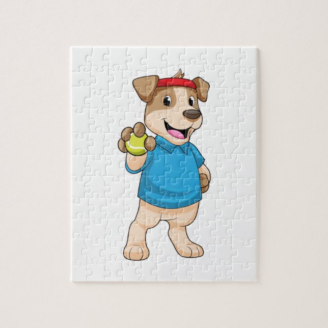 Puzzle Perro en el tenis con baile de tenis (Vertical)