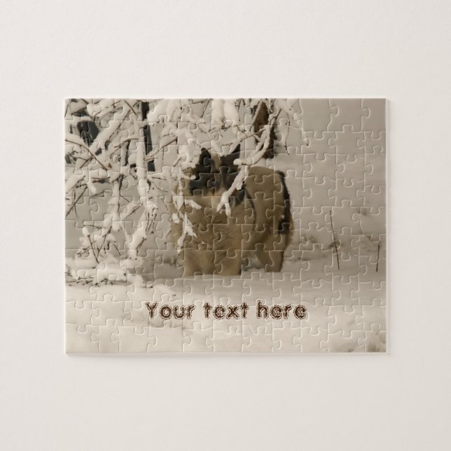 Puzzle Perro en invierno (Horizontal)