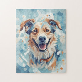 Puzzle Perro en mosaico azul