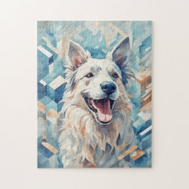 Puzzle Perro en mosaico azul