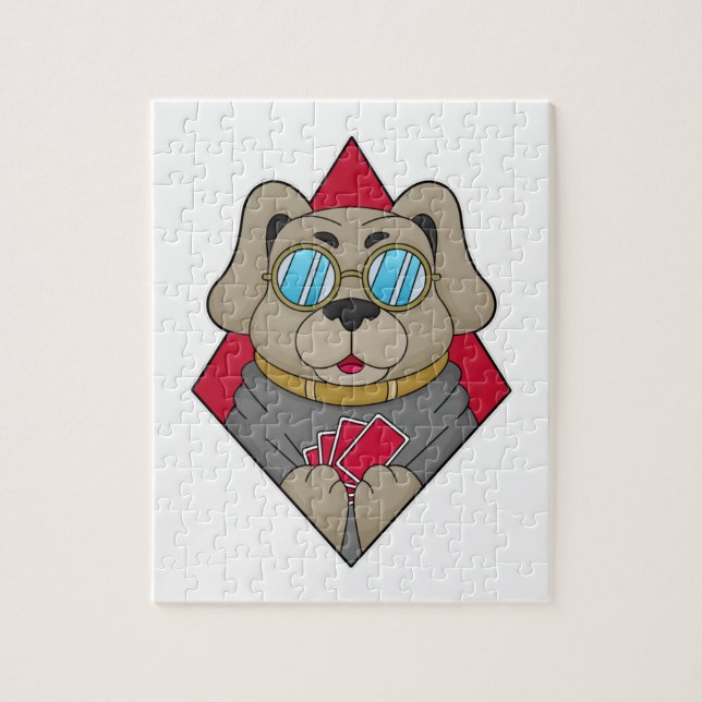 Puzzle Perro en Poker con tarjetas de póker (Vertical)