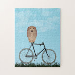 Puzzle Perro español de Cocker Buff sentado en bicicleta<br><div class="desc">Rompecabezas con un adorable Cocker Spaniel sentado en una bicicleta anticuada en un día azul de verano.</div>