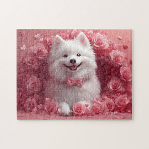 Puzzle Perro Esquimal Americano con Rosas - Día de San Va
