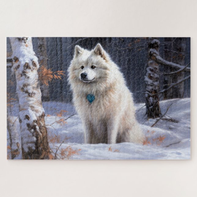 Puzzle Perro Esquimal Americano Deja que Nieve Navidad (Horizontal)