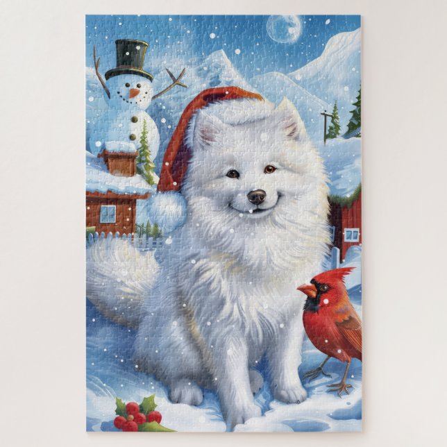 Puzzle Perro Esquimal Americano Navidad Invierno Maravill (Vertical)