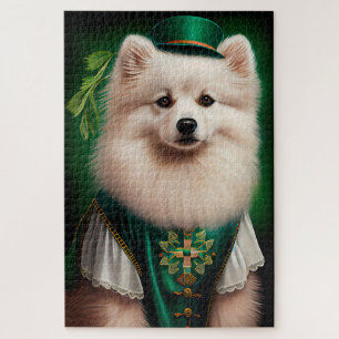 Puzzle Perro esquimal americano vestido para el Día de Sa