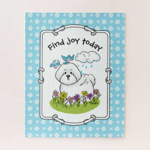 Puzzle Perro frito de Bichon primavera con flores - lindo