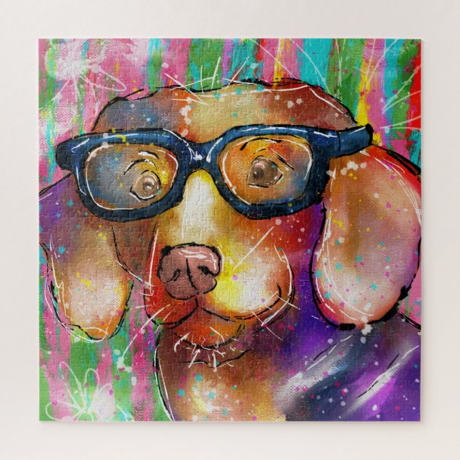 Puzzle Perro garabato en gafas (Vertical)