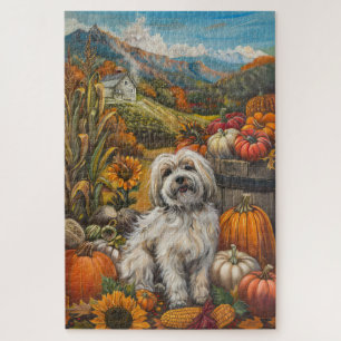Puzzle Perro Havanés Cosecha de Otoño Día de Acción de Gr