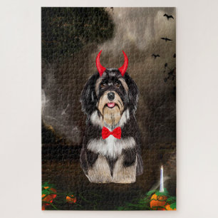 Puzzle Perro hayano con traje de Halloween