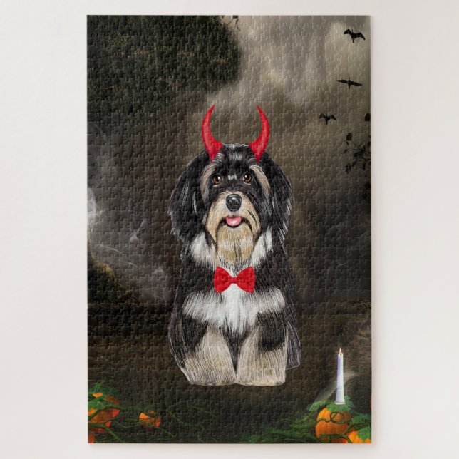 Puzzle Perro hayano con traje de Halloween (Vertical)