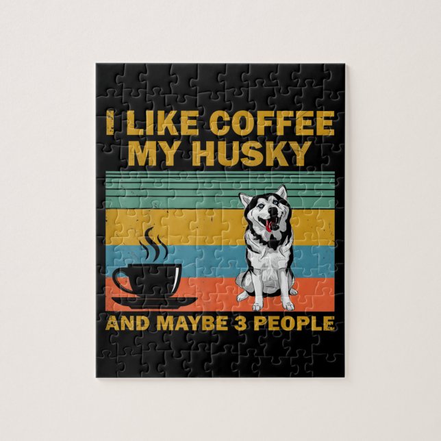 Puzzle Perro Husky Siberiano | Coffee Lovers Cita Regalo (Vertical)