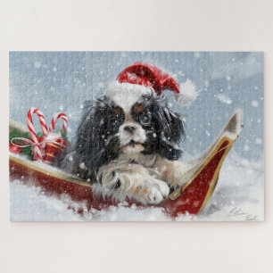 Puzzle Perro Japonés Chin Navidad Festiva