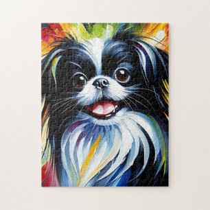 Puzzle Perro Japonés Chin Retrato Impresión de Arte Acríl