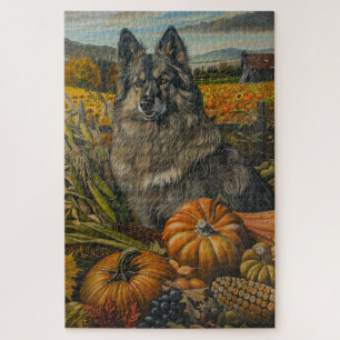 Puzzle Perro Keeshond Acción de Gracias por la cosecha de