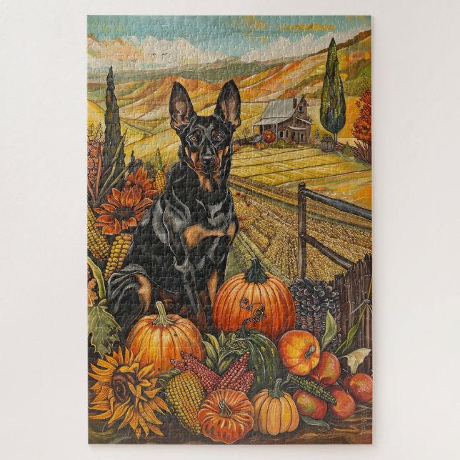 Puzzle Perro Kelpie Australiano Cosecha de Otoño Día de A (Vertical)