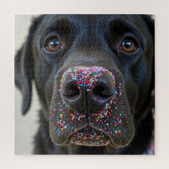 Puzzle Perro Labrador Negro Con Purpurina (Vertical)