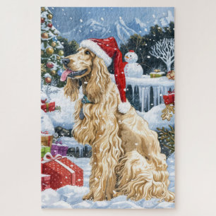 Puzzle Perro Lebrel Afgano Invierno Maravilla Navidad Ale