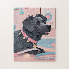 Puzzle Perro lindo perro rosa azul bling mamá