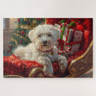 Puzzle Perro maltés festividad de Navidad