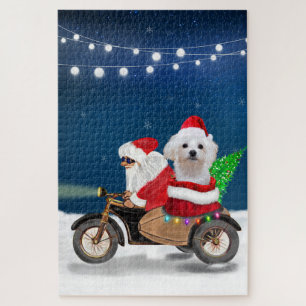 Puzzle Perro maltés Navidad Santa Claus