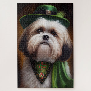 Puzzle Perro "Malti Tzu" con vestido "Día de San Patricio