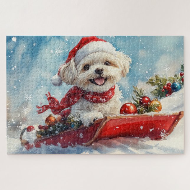 Puzzle Perro "Malti Tzu" en escabeche, deja que nieve Nav (Horizontal)