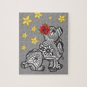 Puzzle Perro Mandala con estrellas