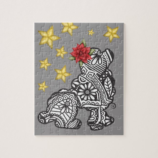 Puzzle Perro Mandala con estrellas (Vertical)