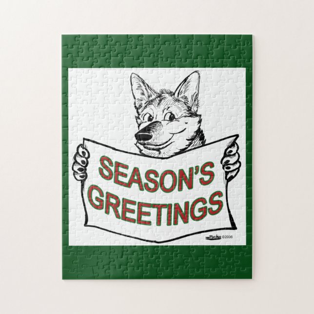 Puzzle Perro navidades: ¡Saludos de temporada! (Vertical)