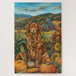 Puzzle Perro Nova Scotia Duck Toller Otoño Día de Acción